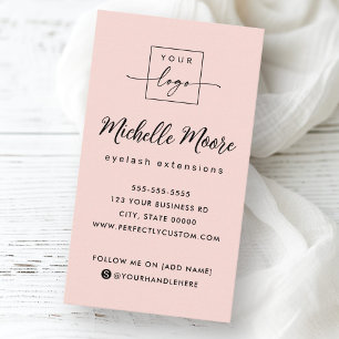 Carte De Visite Logo personnalisé blanc rose