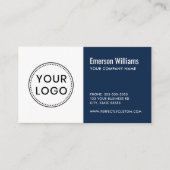 Carte De Visite Logo personnalisé bleu foncé blanc moderne minimal (Devant)