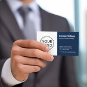 Carte De Visite Logo personnalisé bleu foncé blanc moderne minimal