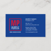 Carte De Visite Logo personnalisé bleu rouge blanc Monogramme (Devant)