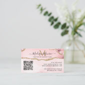 Carte De Visite Logo personnalisé Blush Pink Code QR Agate Monogra (Debout devant)