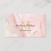 Carte De Visite Logo personnalisé Blush Pink Code QR Agate Monogra (Devant)