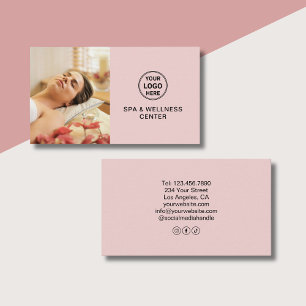 Carte De Visite Logo personnalisé Centre de bien-être Spa rose Pro