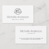 Carte De Visite Logo personnalisé clair blanc moderne minimal (Devant / Derrière)