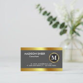 Carte De Visite Logo personnalisé classique sur cercle or dégradé (Debout devant)