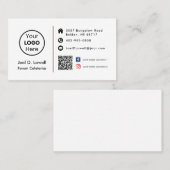 Carte De Visite Logo personnalisé Code QR moderne Profil de médias (Devant / Derrière)