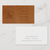 Carte De Visite Logo personnalisé de la texture en cuir rustique m (Devant / Derrière)
