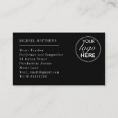 Carte De Visite Logo personnalisé de l'enseignant de guitare éléga (Dos)