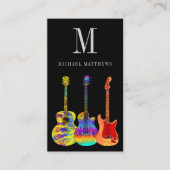 Carte De Visite Logo personnalisé de l'enseignant de guitare éléga (Devant)
