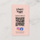 Carte De Visite Logo personnalisé des médias sociaux QR Code Peach (Devant)