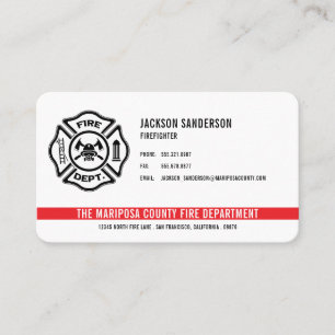 Carte De Visite Logo personnalisé du département des pompiers