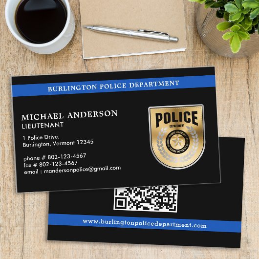 Carte De Visite Logo personnalisé du policier Code QR Application 