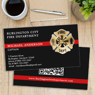 Carte De Visite Logo personnalisé du pompier Code QR Service d'inc