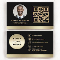 Logo personnalisé Elegant Black Gold QR Code Photo