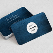 Carte De Visite logo personnalisé élégant cuir bleu luxe