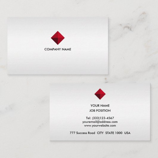 Carte De Visite Logo personnalisé élégant sur les tons argent (Devant / Derrière)