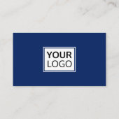 Carte De Visite Logo personnalisé en bleu foncé et blanc (Dos)
