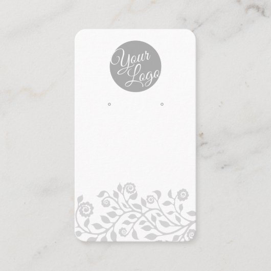 Carte De Visite Logo personnalisé et code QR Boucles blanches Cart (Devant)