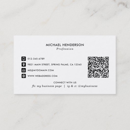 Carte De Visite Logo personnalisé et code QR simple et moderne noi (Dos)