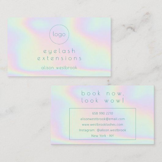 Carte De Visite Logo personnalisé extensions holographique arc-en- (Devant / Derrière)