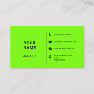 Carte De Visite Logo Personnalisé Fluorescent Vert Et Noir Minimal