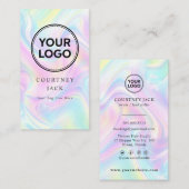 Carte De Visite  Logo Personnalisé Luxe Holographique Pastel Rainb (Devant / Derrière)