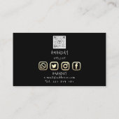 Carte De Visite Logo personnalisé Médias sociaux QR Code Or Noir (Dos)