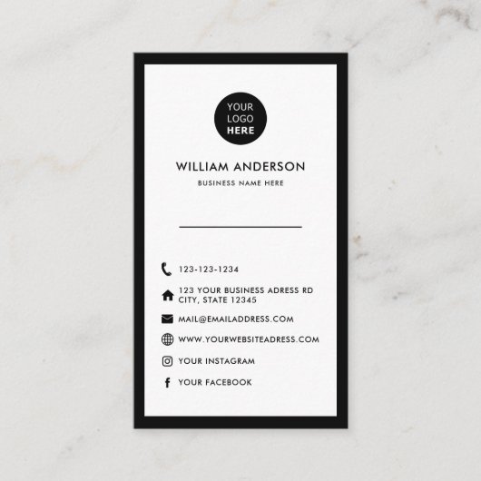 Carte De Visite Logo Personnalisé Minimal Médias Sociaux Modernes  (Devant)
