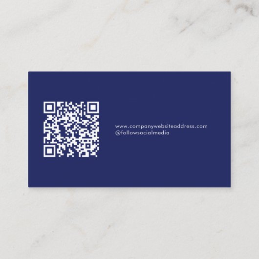 Carte De Visite Logo personnalisé minimal QR Code bleu blanc (Dos)