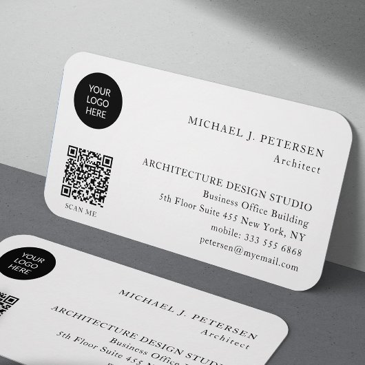 Carte De Visite Logo personnalisé minimum simple QR Code