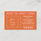 Carte De Visite Logo personnalisé moderne Bold rose orange Médias (Dos)