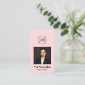 Carte De Visite Logo personnalisé moderne code QR rose (Debout devant)