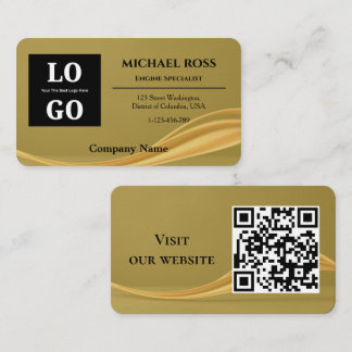 Carte De Visite Logo personnalisé moderne luxe or et code QR