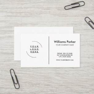 Carte De Visite Logo personnalisé Moderne Minimaliste Blanc ou tou