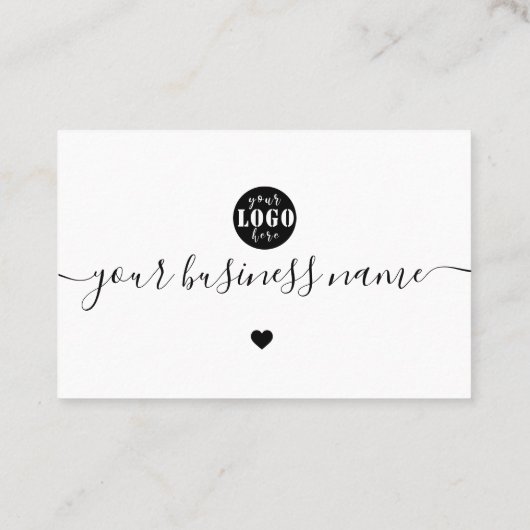 Carte De Visite logo personnalisé moderne noir et blanc merci (Dos)