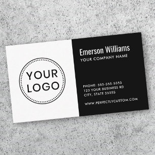 Carte De Visite Logo personnalisé noir et blanc moderne minimalist