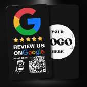 Carte De Visite Logo personnalisé noir moderne et code QR Google R