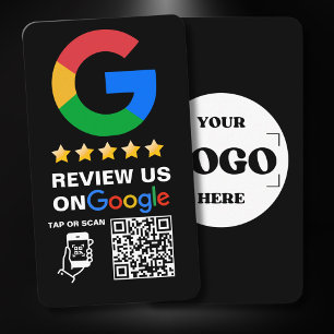 Carte De Visite Logo personnalisé noir moderne et code QR Google R