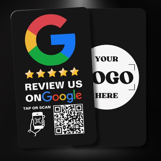 Carte De Visite Logo personnalisé noir moderne et code QR Google R