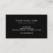 Carte De Visite Logo personnalisé | noir professionnel (Dos)