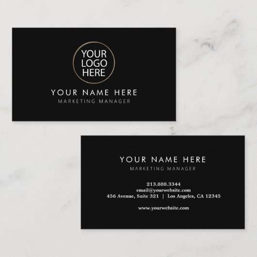 Carte De Visite Logo personnalisé | noir professionnel (Devant / Derrière)
