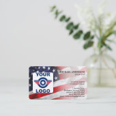 Carte De Visite Logo personnalisé patriotique Code QR Drapeau amér (Debout devant)