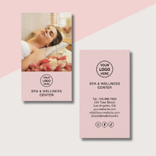Carte De Visite Logo Personnalisé Photo Pink Spa Wellness Centre