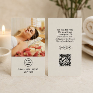 Carte De Visite Logo personnalisé Photo QR Centre de bien-être Spa
