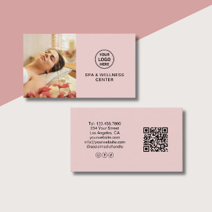 Carte De Visite Logo personnalisé Photo QR Centre de bien-être Spa