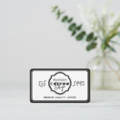 Carte De Visite Logo personnalisé pour café professionnel blanc (Debout devant)