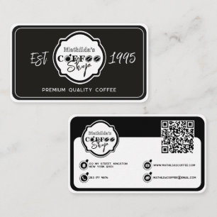 Carte De Visite Logo personnalisé pour café professionnel noir