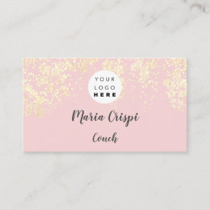 Carte De Visite Logo personnalisé QR Code Gold Rose Confetti Folie