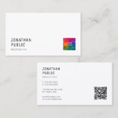 Carte De Visite Logo personnalisé QR Code moderne Simple Professio (Devant / Derrière)