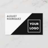 Carte De Visite Logo personnalisé QR Code noir blanc géométrique (Devant)